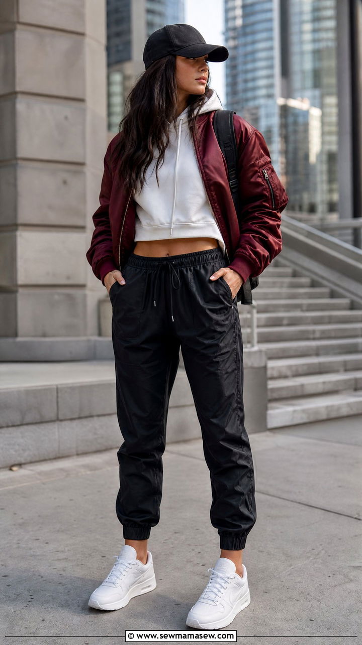 White Sneakers With Bomber Jacket And Joggers - 35 How to style white sneakers