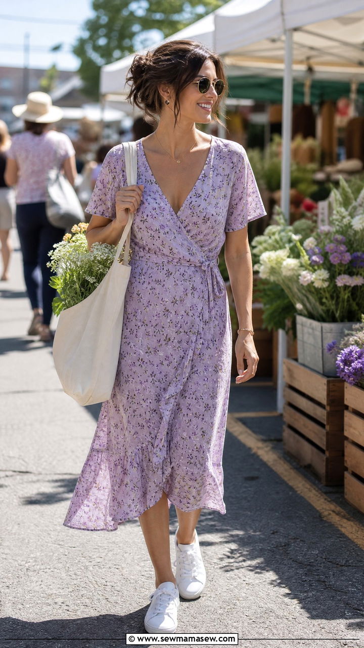 White Sneakers With Floral Midi Dress Summer - 25 How to style white sneakers in summer