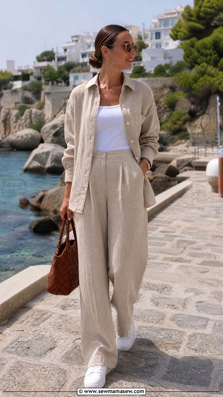 White Sneakers With Linen Matching Set - 25 How to style white sneakers in summer