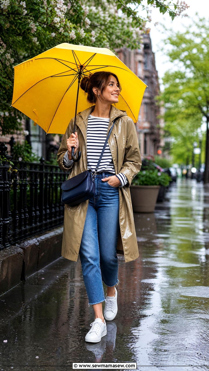 White Sneakers With Raincoat And Cropped Jeans - 35 How to style white sneakers
