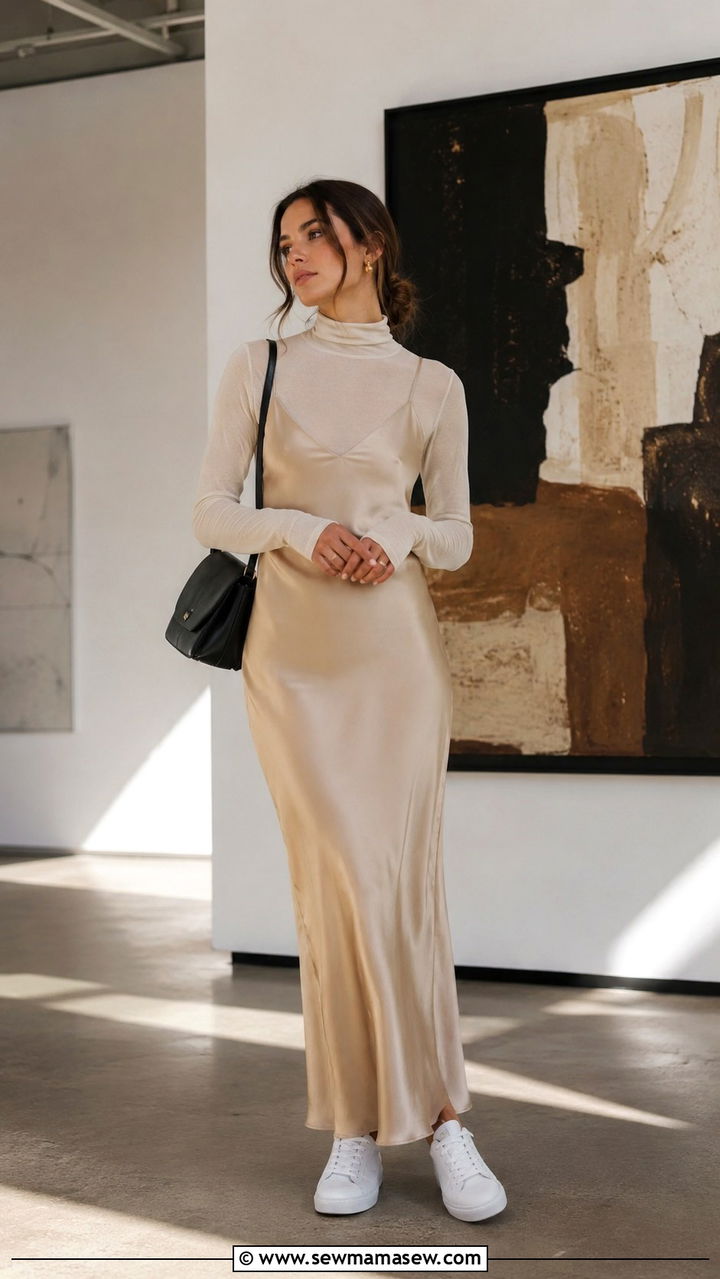 White Sneakers With Slip Dress - 25 White sneakers outfit ideas with a dress