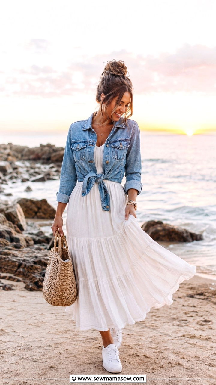 White Sneakers With Tiered Dress - 25 White sneakers outfit ideas with a dress