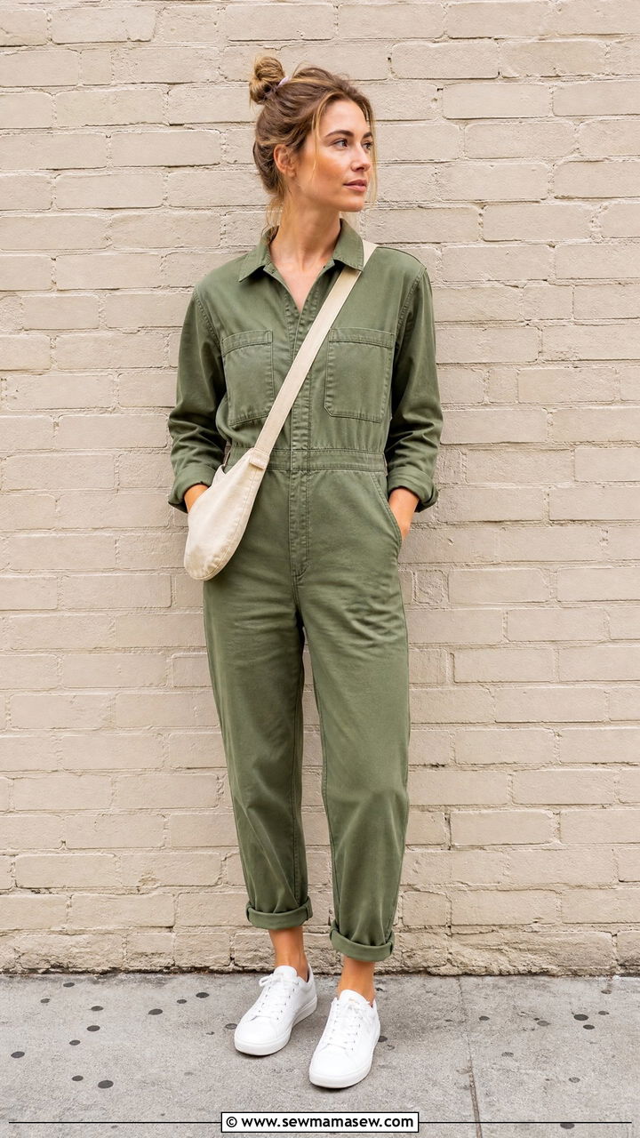 White Sneakers With Utility Jumpsuit - 25 How to style white sneakers in spring