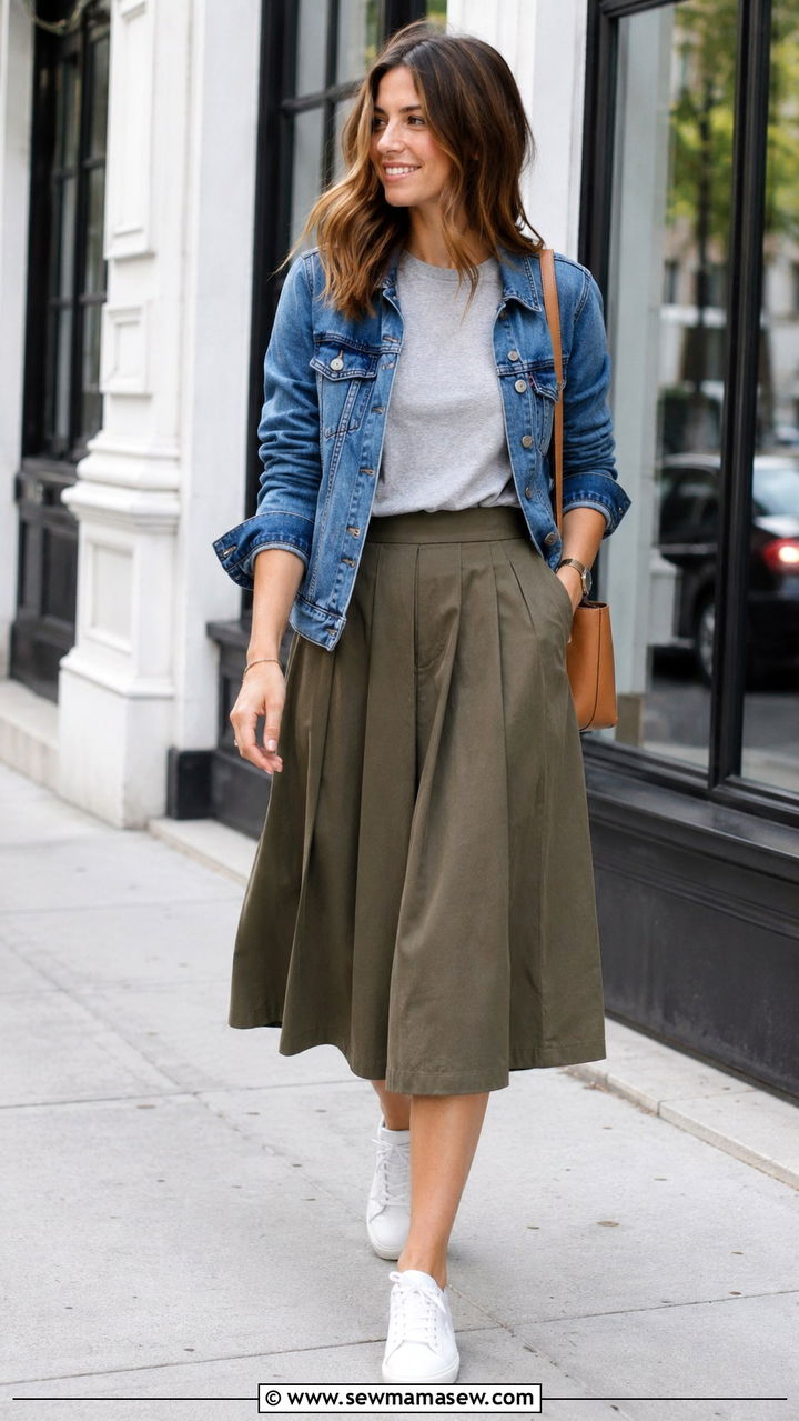 White Sneakers and Pleated Skirt Outfit - 30 how to style pleated skirt