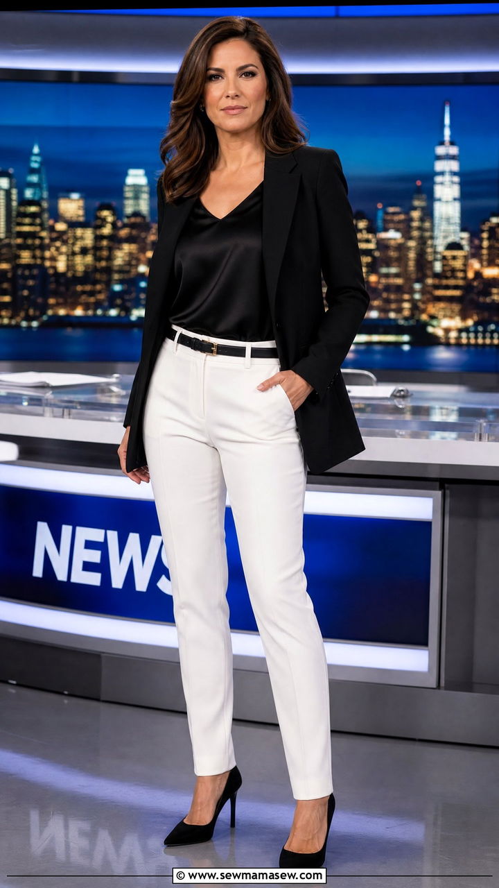 White Suit Pants with Black Blazer - 25 Journalist outfit ideas