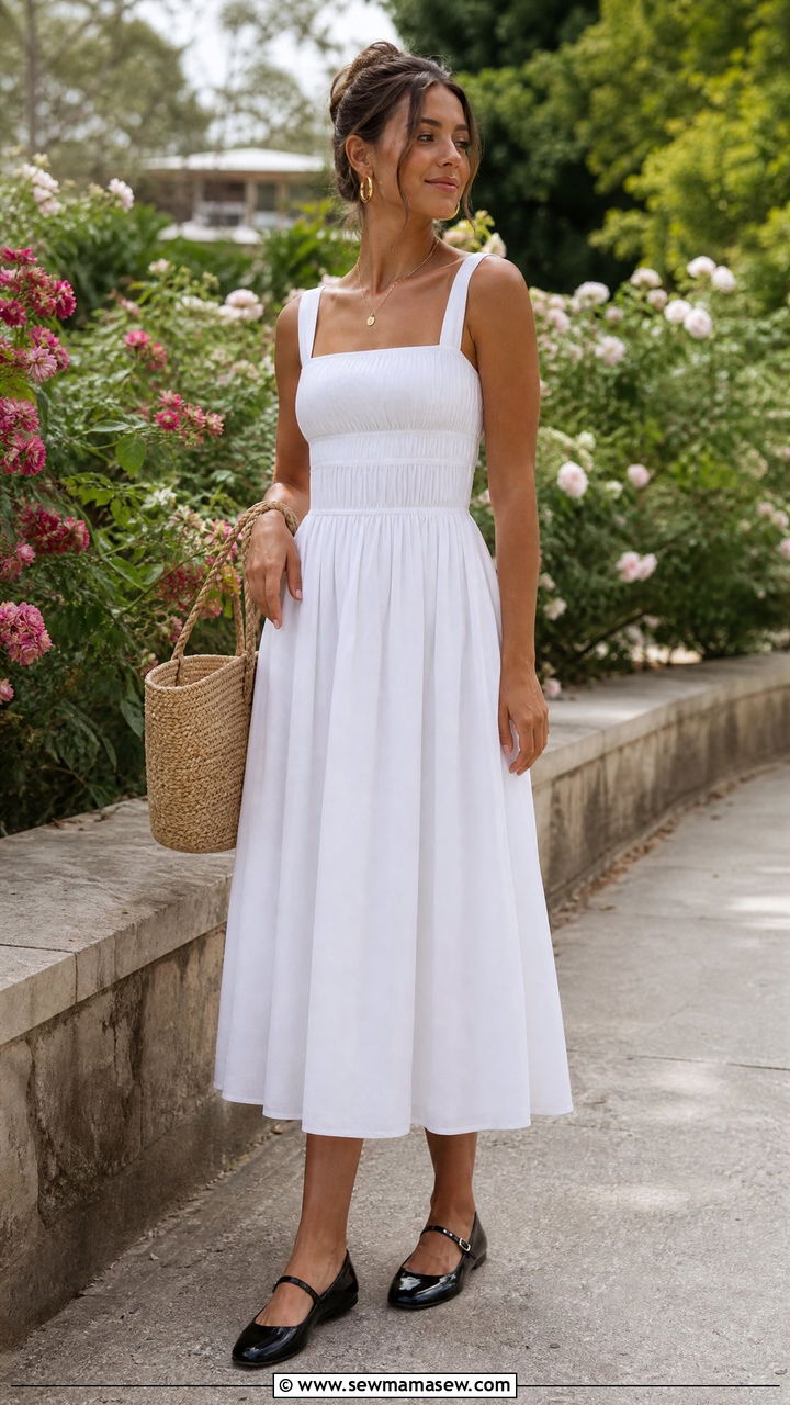 White Sundress And Mary Janes Spring Outfit - 25 Spring outfits with mary janes