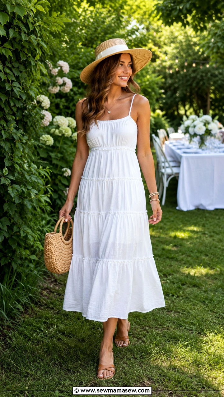White Sundress with Woven Accessories - 30 Late July outfit ideas