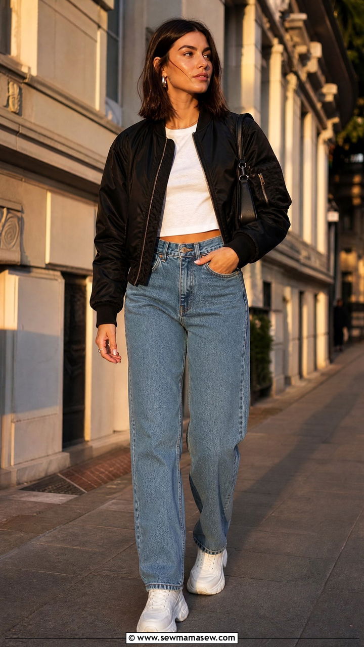 White T Shirt With Bomber Jacket - 30 How to style a white t-shirt in spring