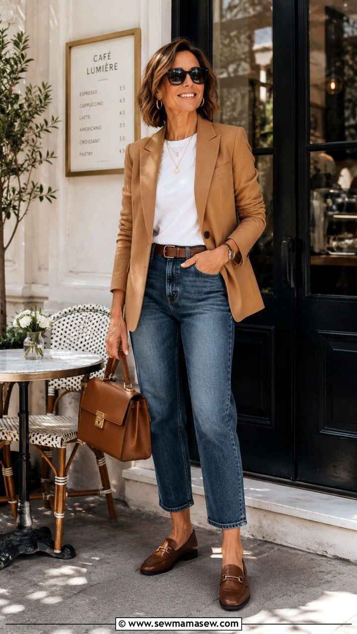 White TShirt And StraightLeg Jeans Outfit - 25 basic t-shirt outfits for women over 40
