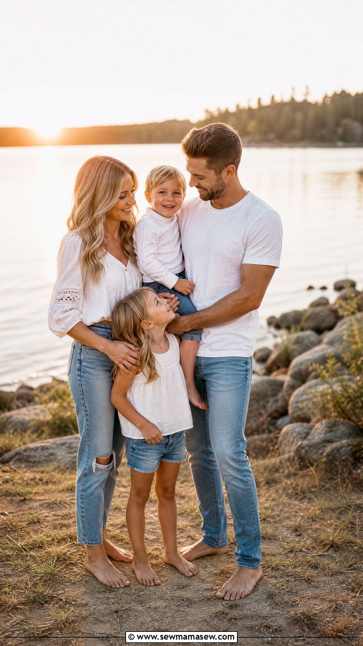 White Top And Denim Family Photo Outfits - 30 casual family photo outfits