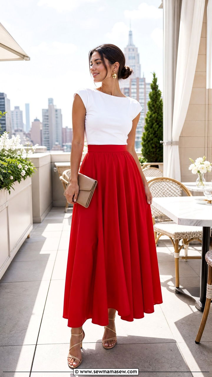 White Top Red Maxi Skirt Brunch Outfit - 25 Brunch outfit ideas pinterest