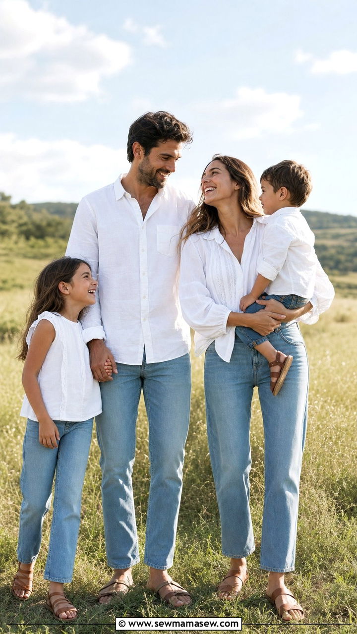 White Tops And Denim Family Photo Outfits Spring 2026 - 25 Family photo outfit ideas spring 2026