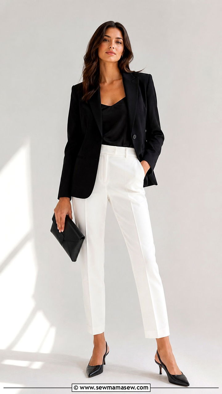 White Trousers With Black Blazer - 25 Reporter outfit ideas