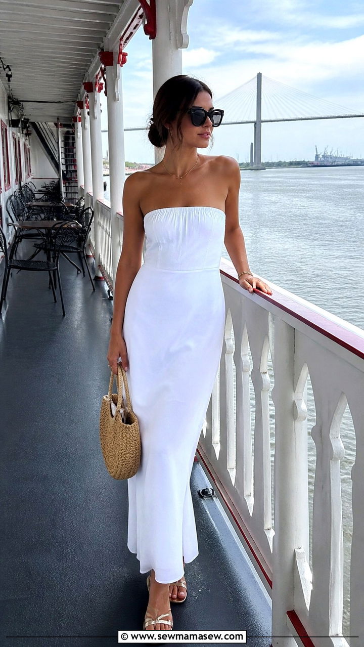 White Tube Dress With Oversized Sunglasses - 40 Savannah outfit ideas