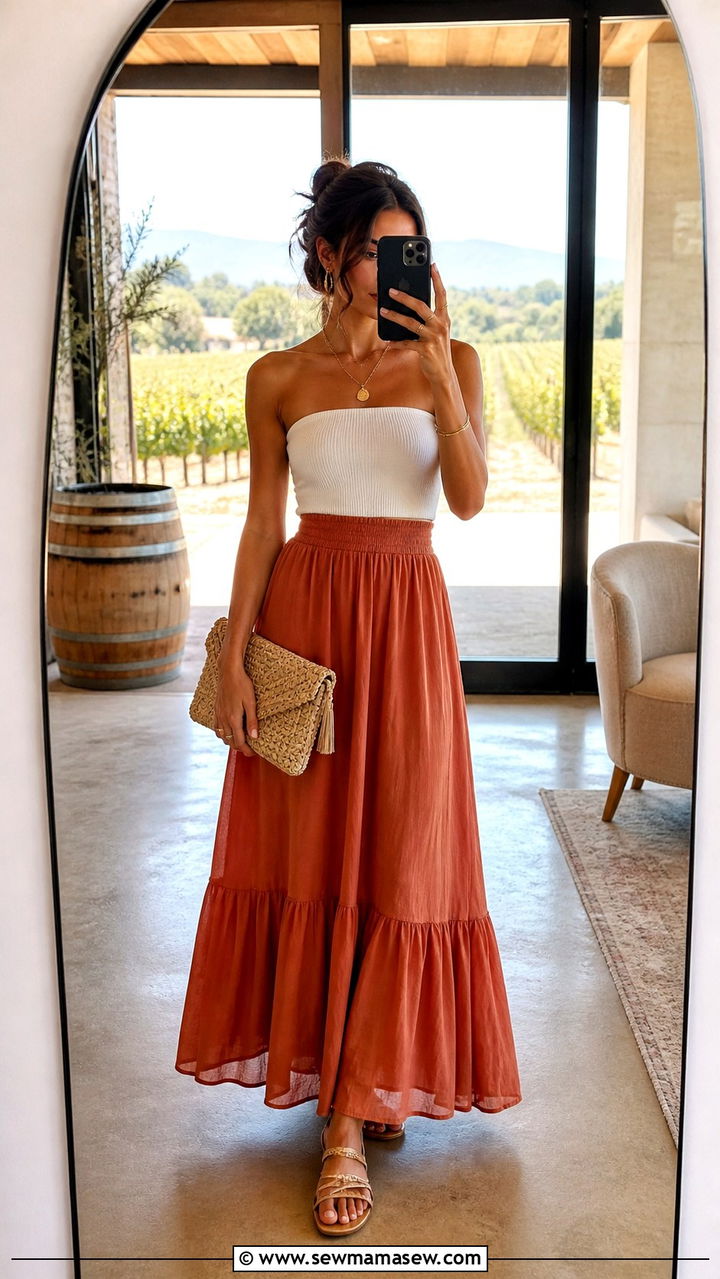White Tube Top and Flowy Maxi Skirt - 40 All wine outfit ideas