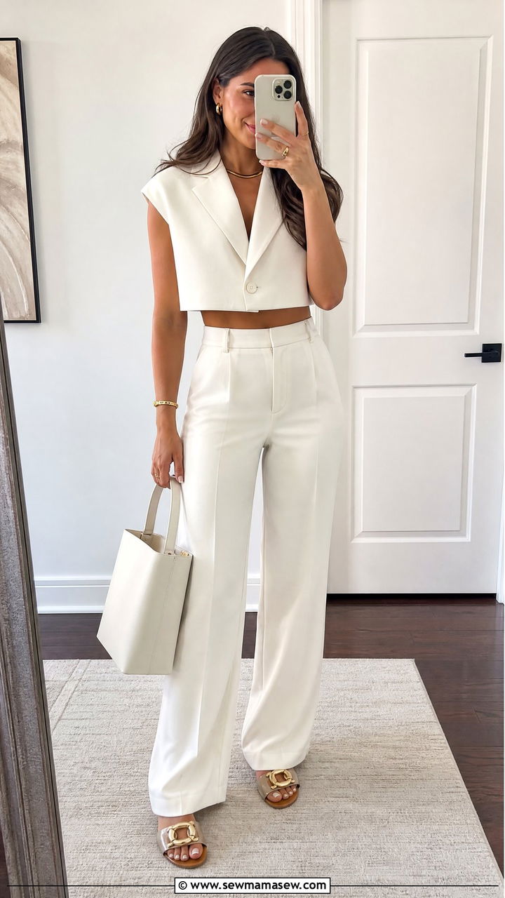 White Two Piece Set With Metallic Sandals For Law School Graduation - 25 Law school graduation outfits