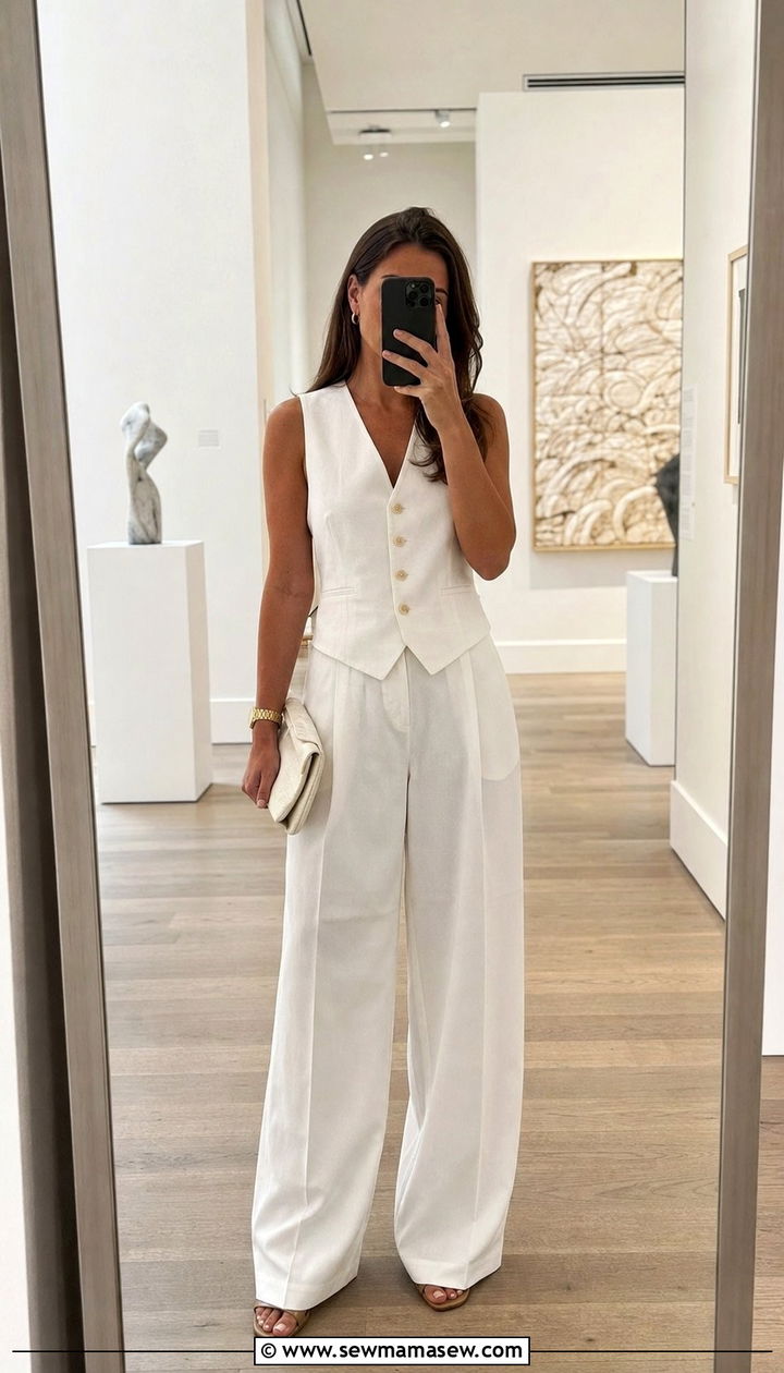White Waistcoat Matching Trousers Old Money Summer Outfit - 25 Summer old money outfits 2026