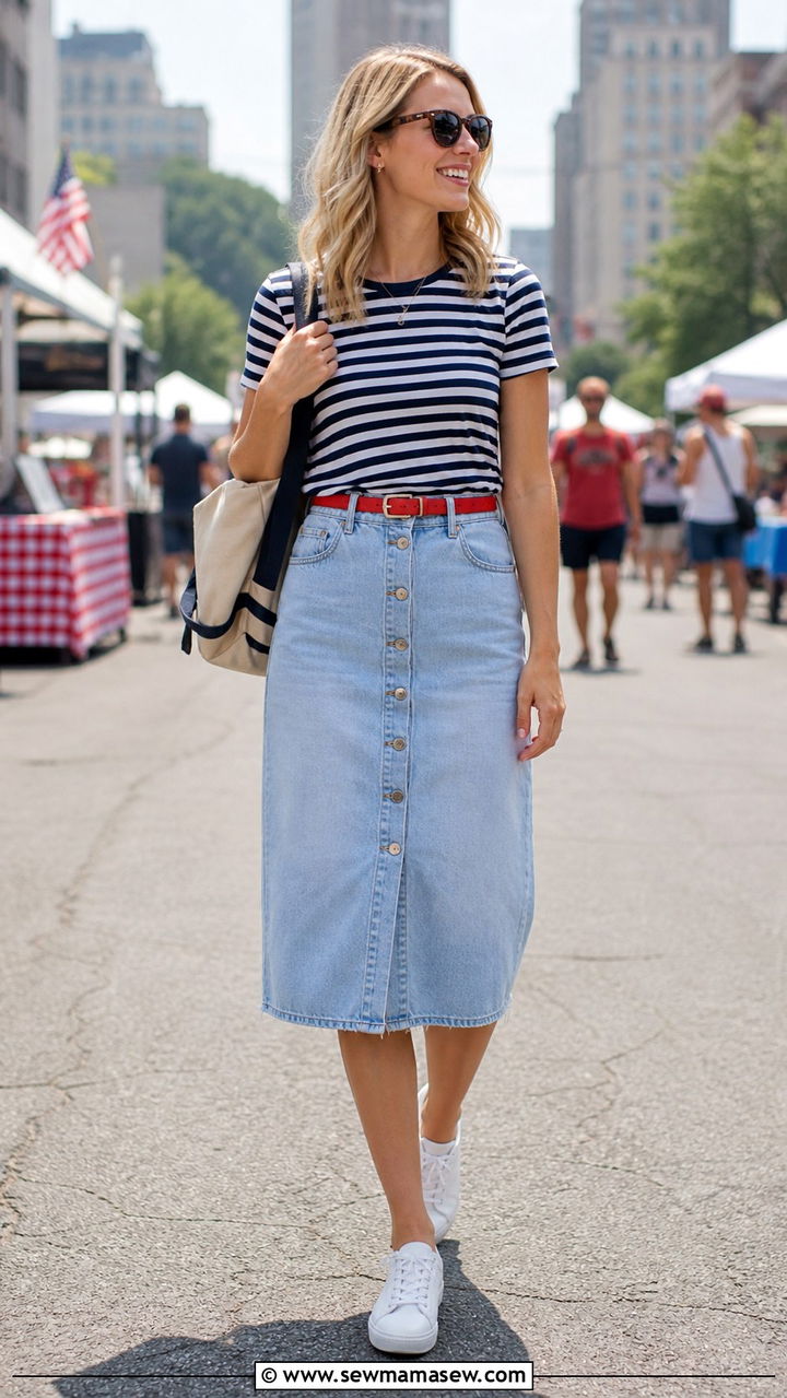 White Wide Leg Trousers and Navy Blouse - 40 Memorial Day outfit ideas