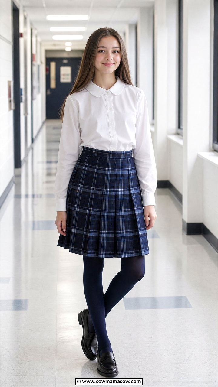 White blouse and plaid skirt outfit - 25 Catholic school outfit ideas teens