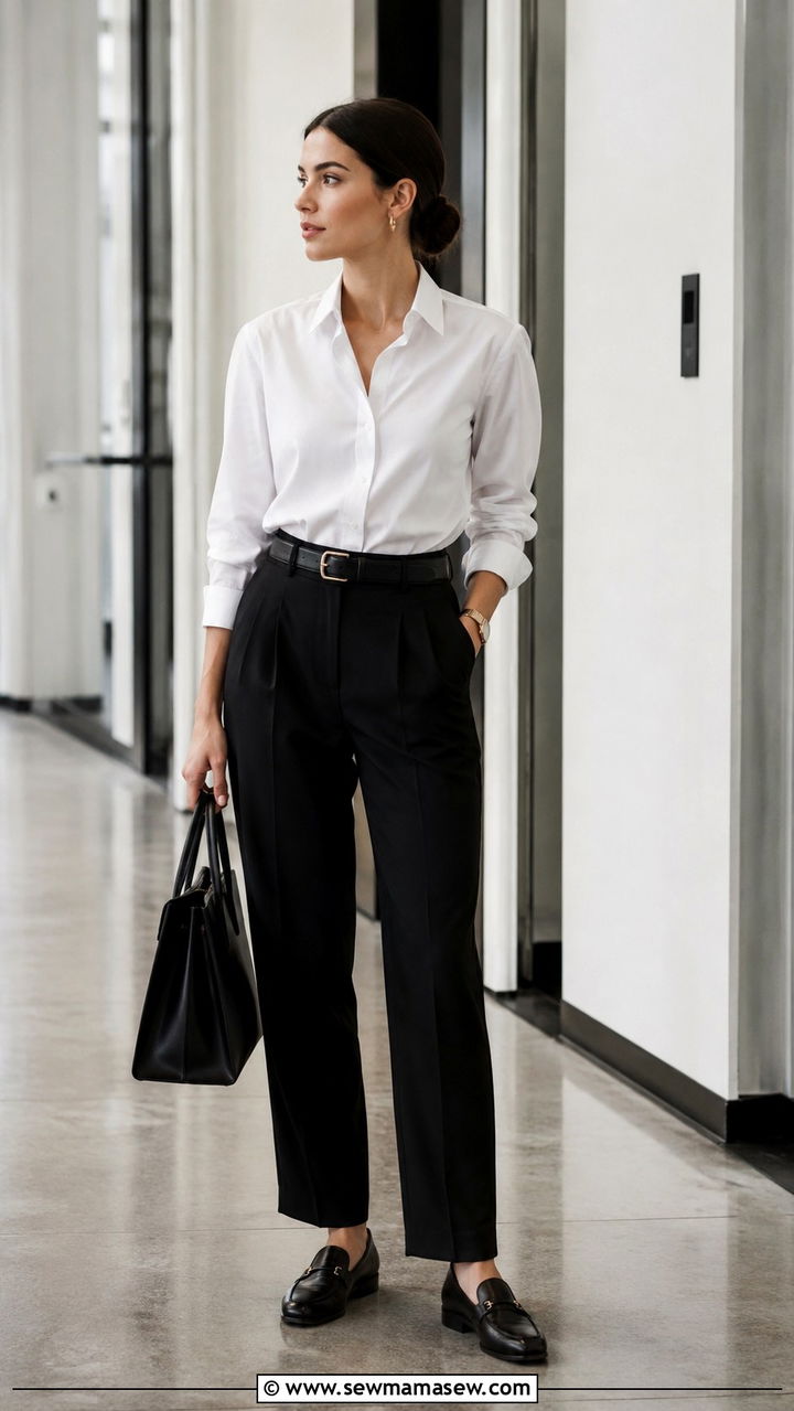 White button down and high waisted trousers - 25 Old money outfit ideas on Amazon