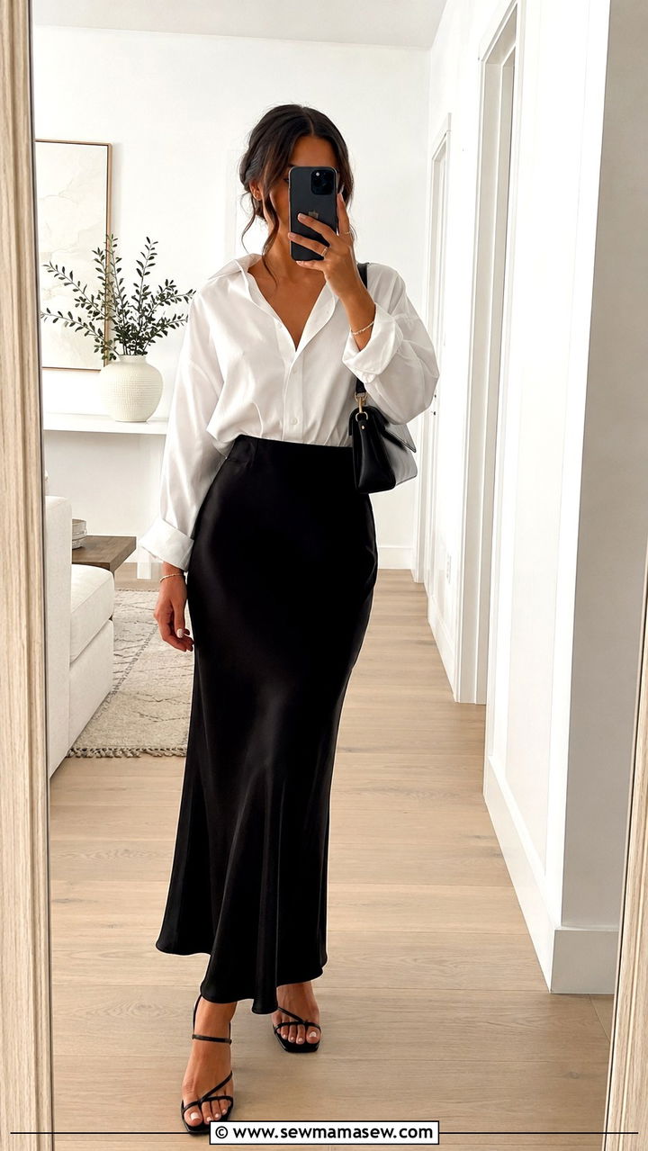 White button down and maxi skirt outfit - 30 Spring outfits with maxi skirts
