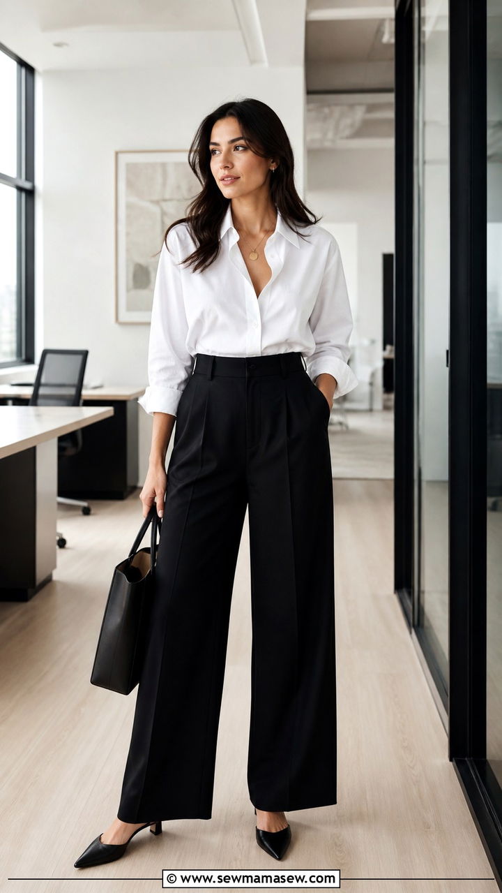 White button down and tailored trousers outfit - 40 It girl outfit ideas
