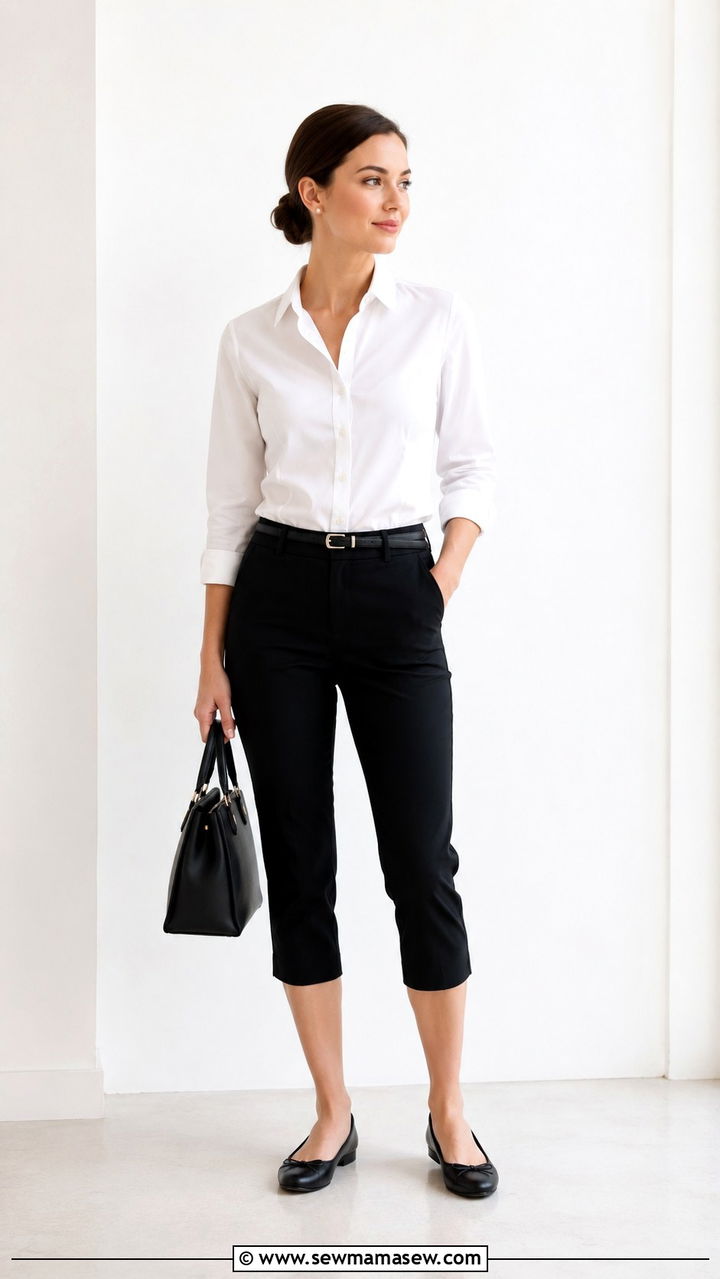 White button down shirt with capri pants - 25 Petite outfit ideas spring 2026