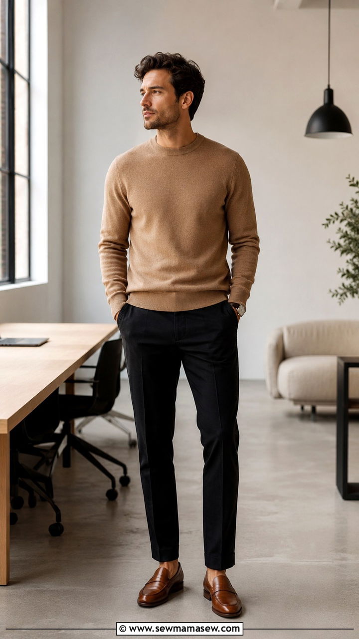 White button down shirt with olive chinos and leather belt - 20 Startup founder outfit ideas