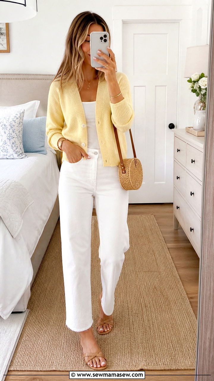 White eyelet dress and braided wedge sandals - 40 Spring shopping outfit ideas