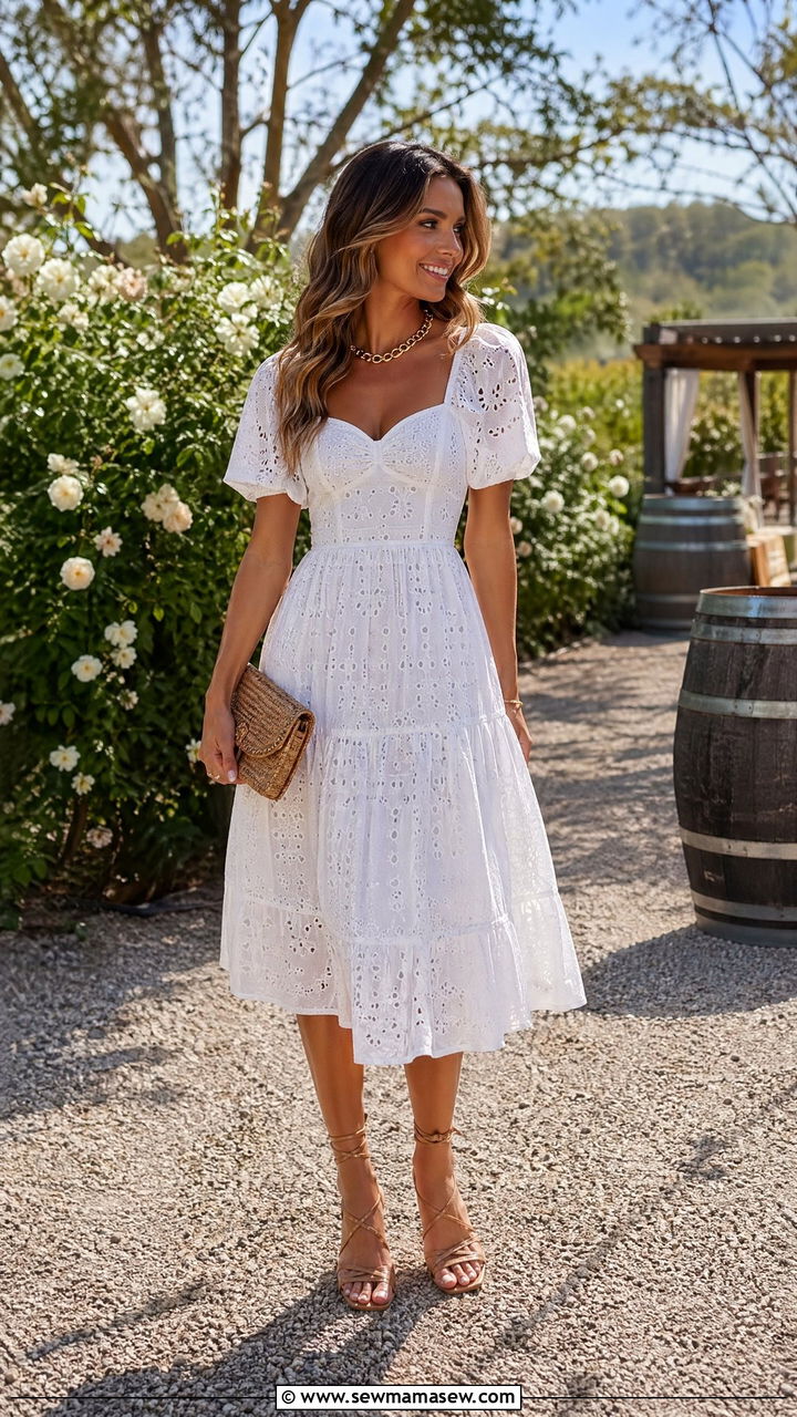 White eyelet dress for family reunion - 35 Family reunion outfit ideas
