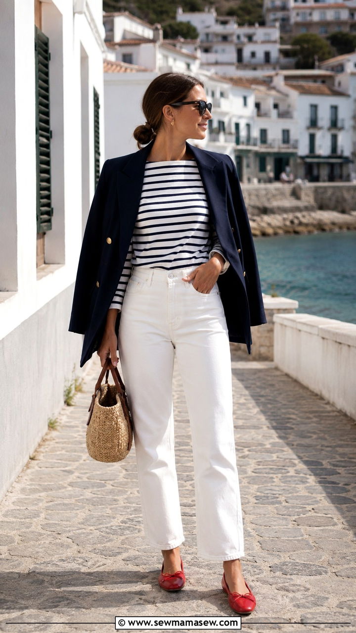 White jeans and striped top outfit - 20 casual casual outfits
