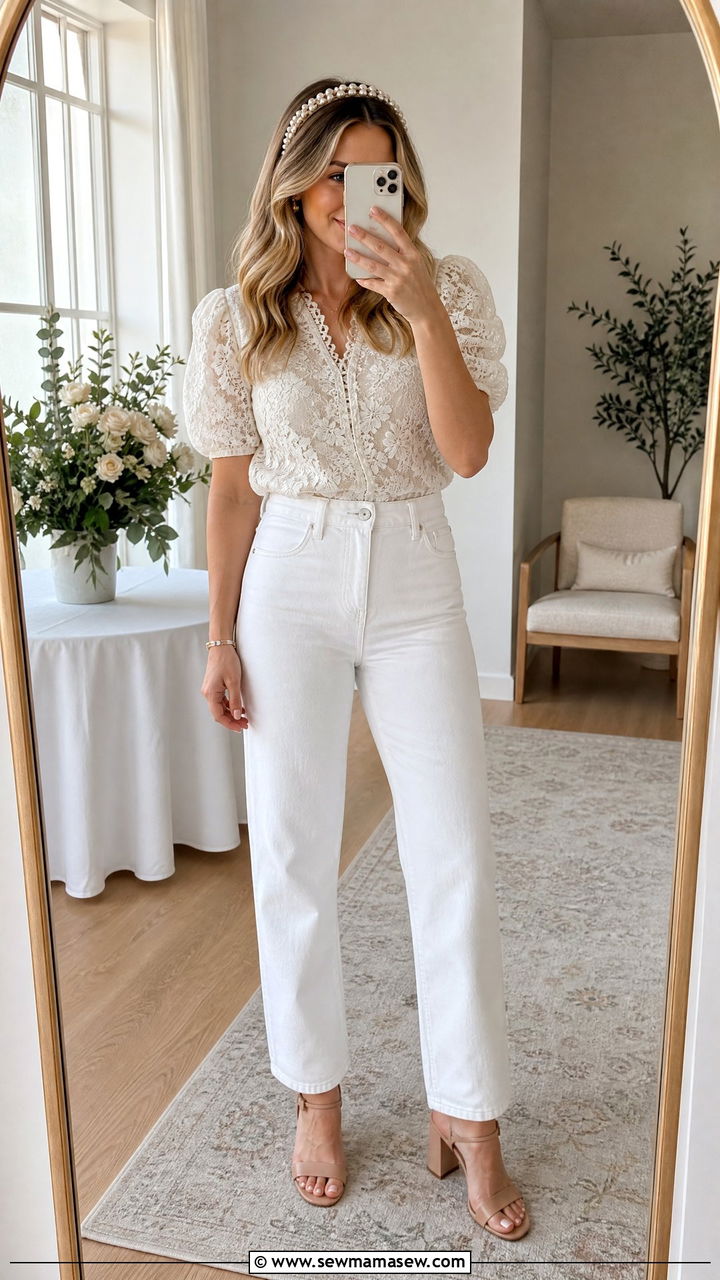 White jeans outfit casual bridal shower bride - 25 casual bridal shower outfits