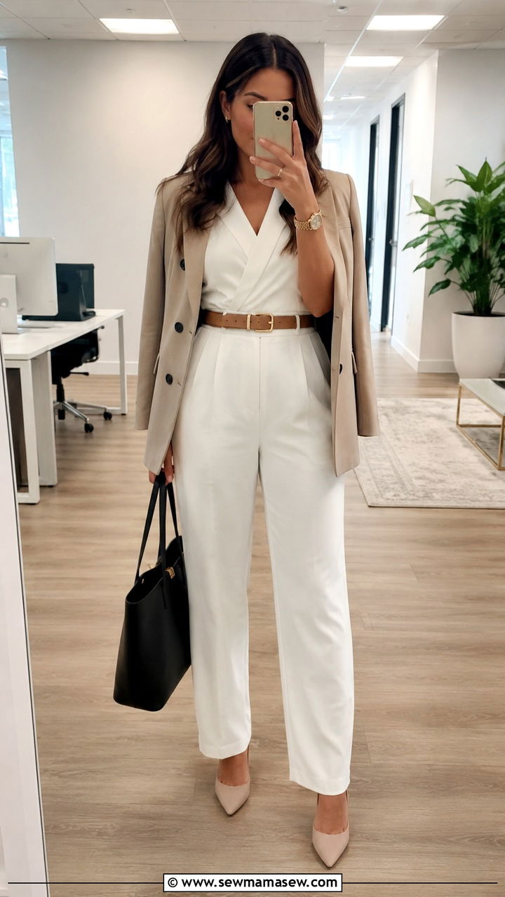 White jumpsuit for work - 25 White outfit ideas for work