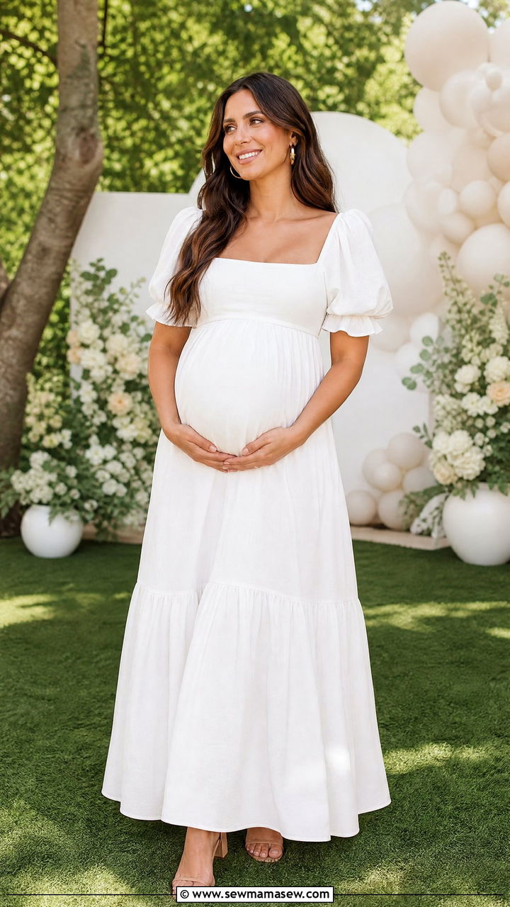 White maxi dress for gender reveal - 25 Gender reveal outfit ideas