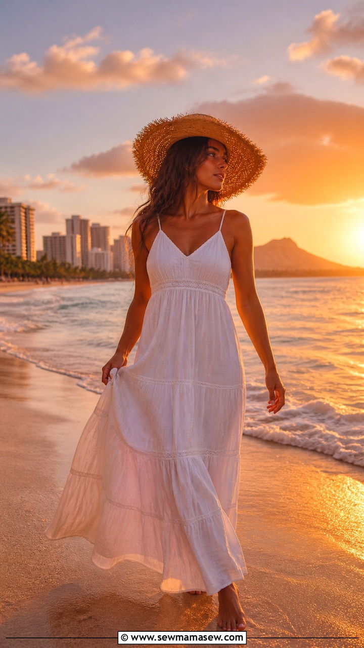 White maxi dress for sunset beach walk - 40 What to wear in Honolulu