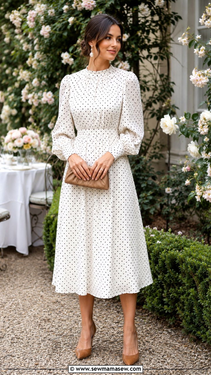White polka dot midi dress outfit - 20 Quiet luxury outfit ideas Kate Middleton