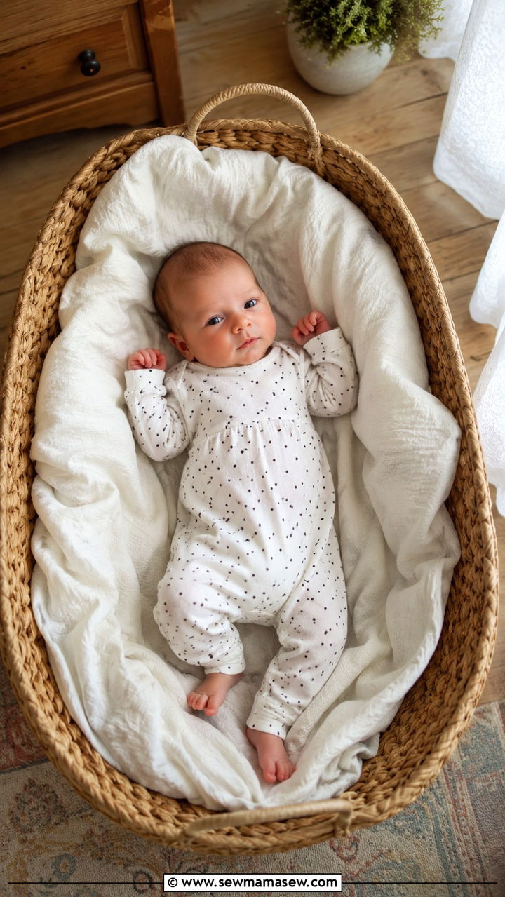 White polka dot romper newborn photo look - 20 Newborn lifestyle photo outfit ideas