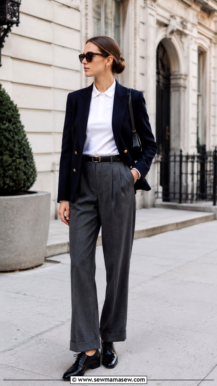 White polo under a navy blazer - 25 Old money outfit ideas with polo