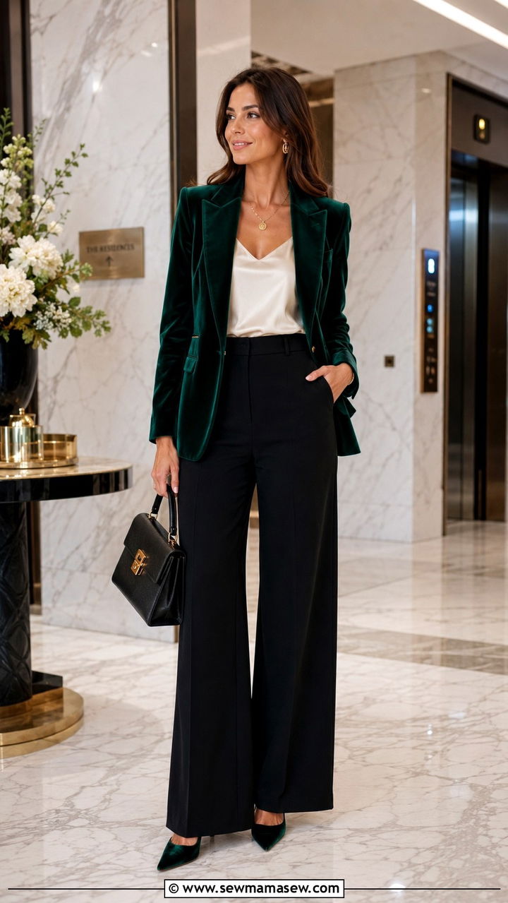 White silk blouse with pencil skirt - 25 Birthday dinner outfit ideas for women over 40