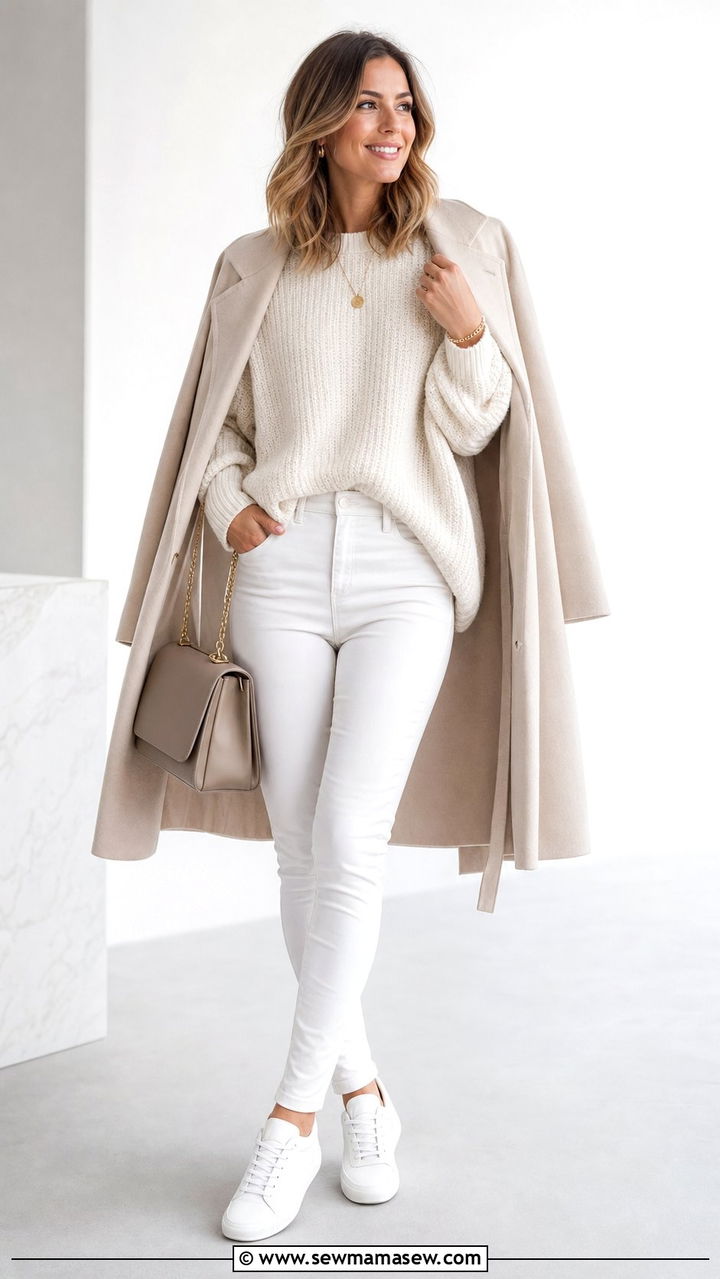 White skinny jeans and white sneakers outfit - 25 Skinny jeans outfit ideas with white sneakers