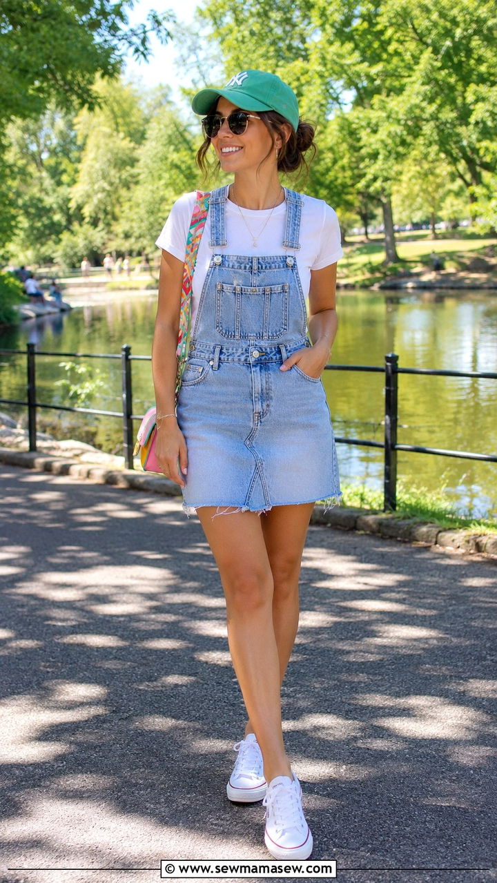White t shirt under denim overall dress - 30 How to style a white t-shirt in summer