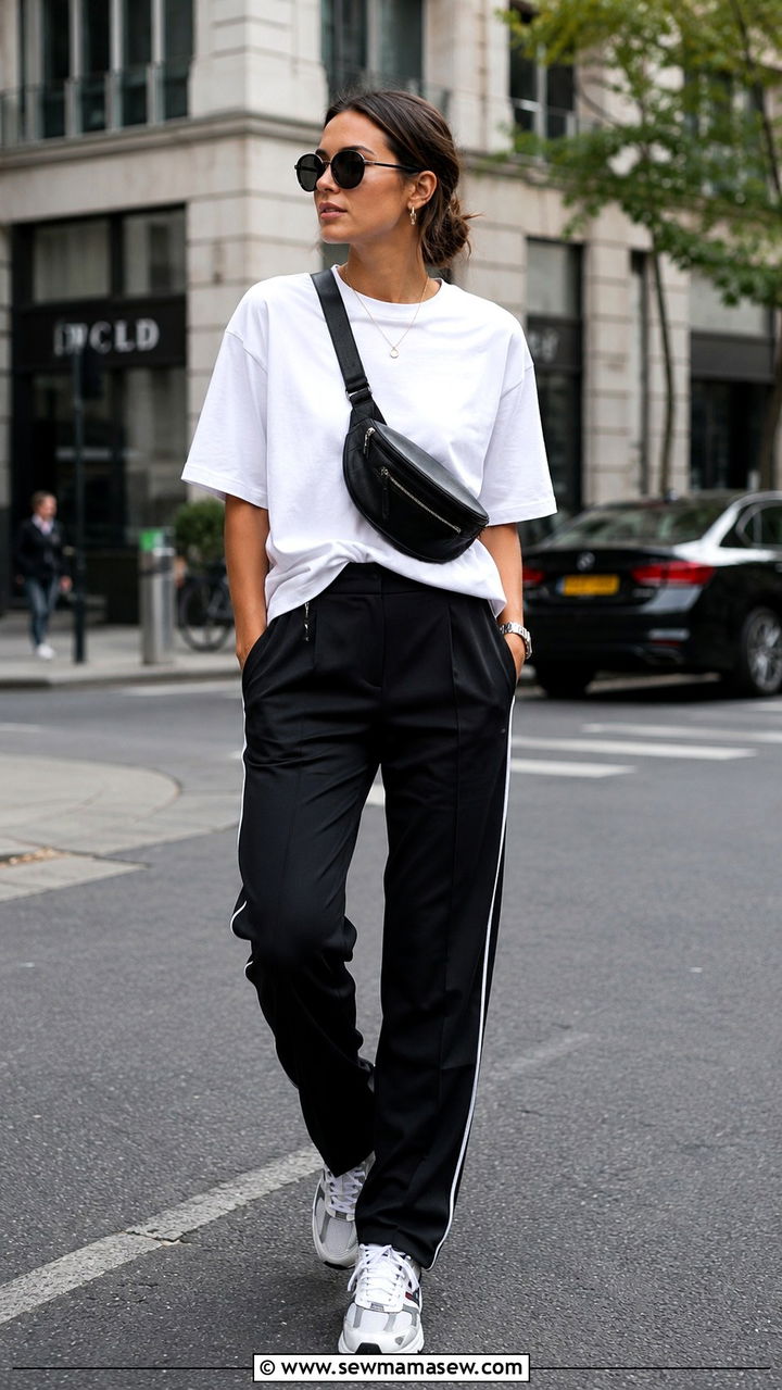 White t shirt with track pants street style - 30 How to style a white t-shirt in summer
