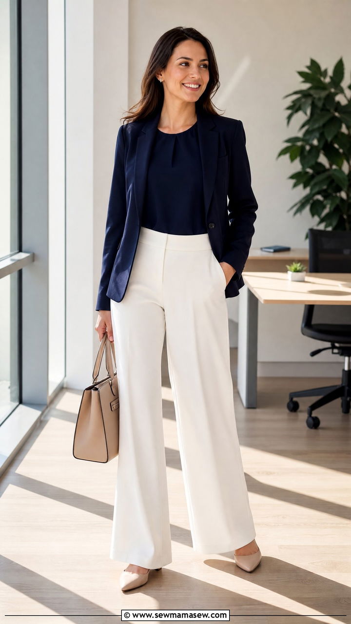 White wide leg pants office outfit - 25 Business casual outfits with wide leg pants