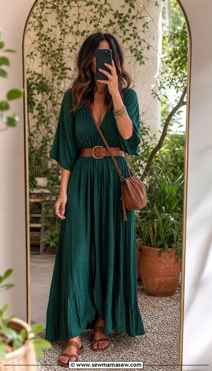 Wide Belt Cinched Over a Maxi Dress - 25 Spring outfits with belts