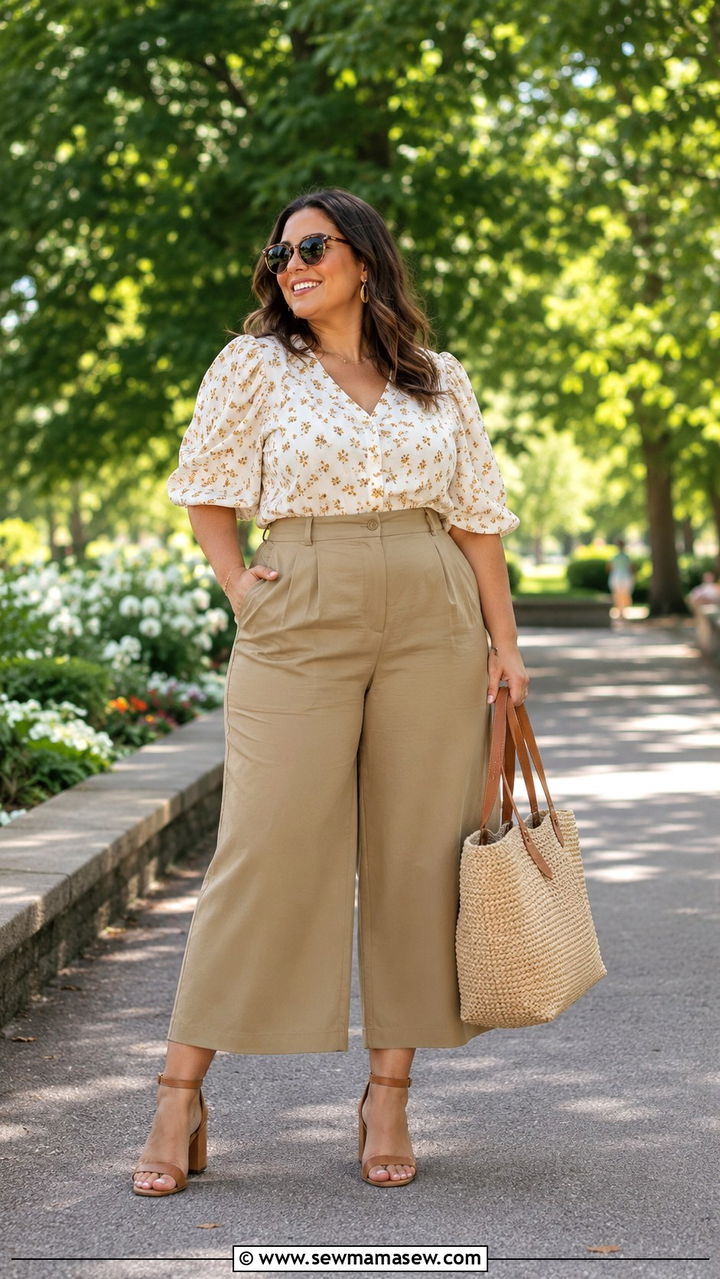 Wide Leg Cropped Pants Outfit Curvy - 30 Spring outfits for curvy women