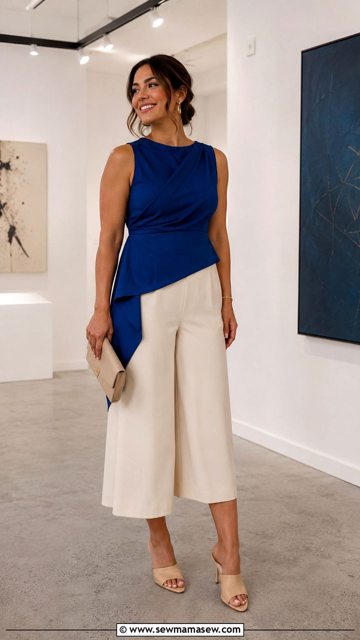 Wide Leg Culottes With Asymmetric Hem Top Postpartum Going Out Outfit - 25 Postpartum first night out outfit ideas