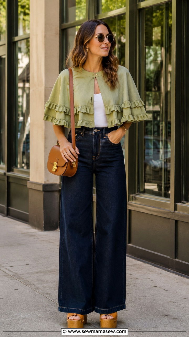 Wide Leg Flowy Trousers With Crochet Top And Wooden Platforms - 20 Boho outfit ideas Chloe runway style