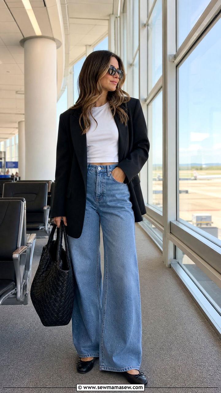 Wide Leg Jeans Airport Outfit - 25 Jet setter outfit ideas