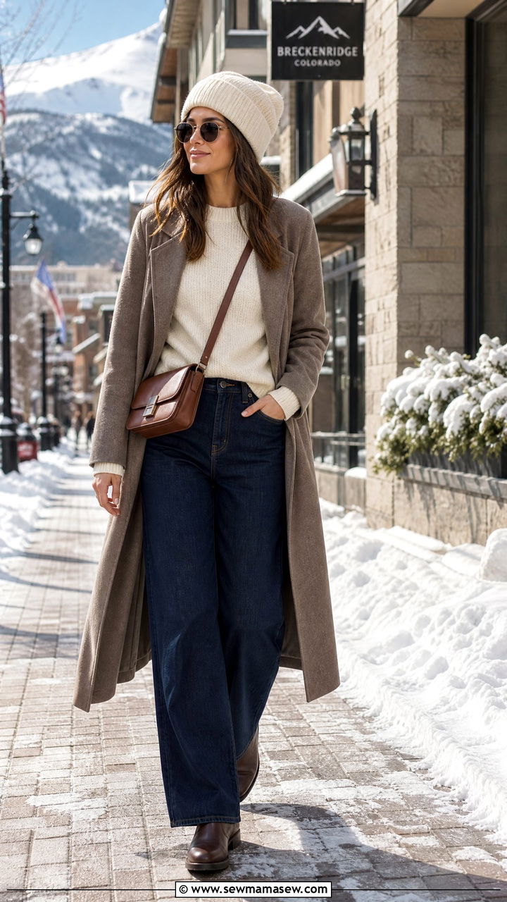 Wide Leg Jeans And Cashmere Sweater Winter Travel Outfit - 25 How to style wide leg jeans for travel