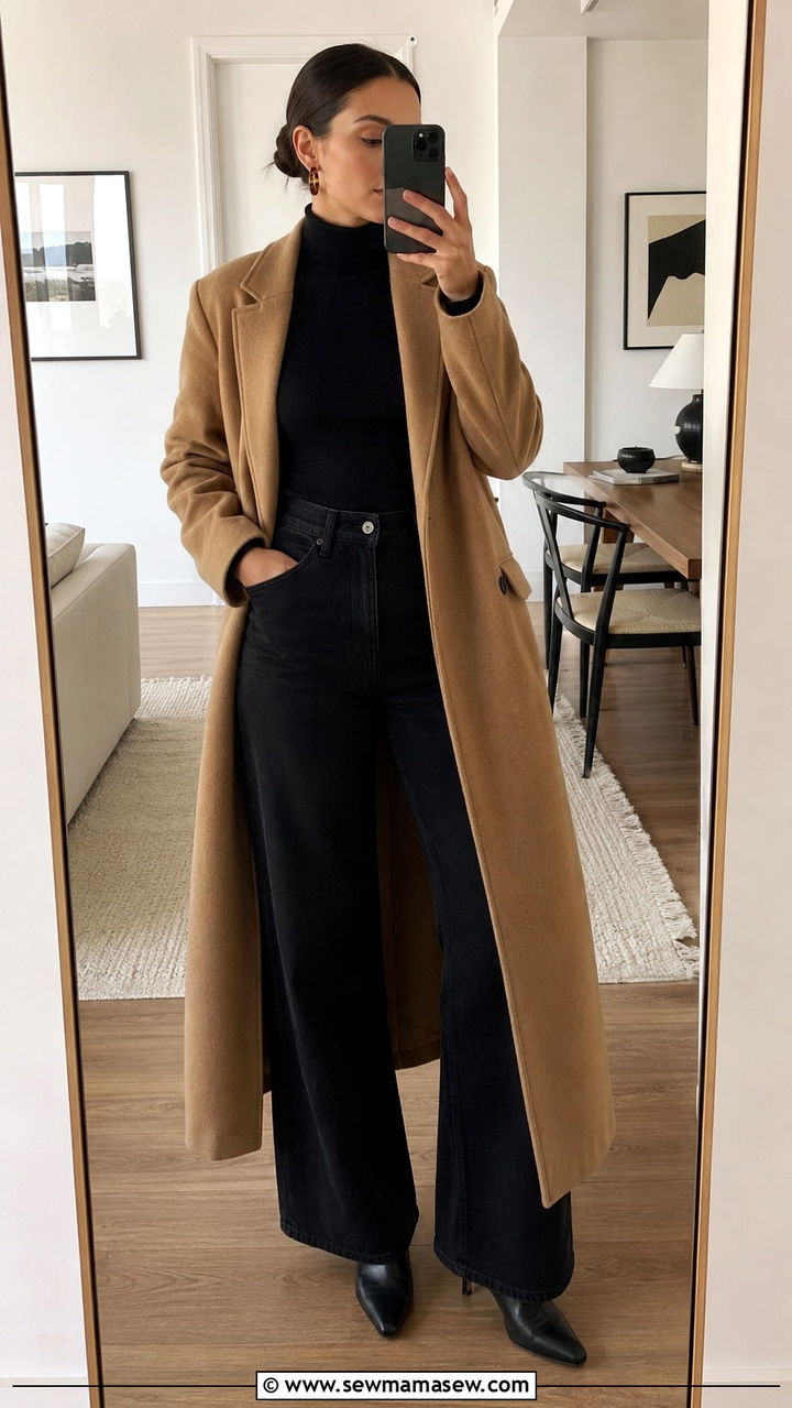 Wide Leg Jeans And Turtleneck Sleek Outfit - 30 how to style wide leg jeans outfits